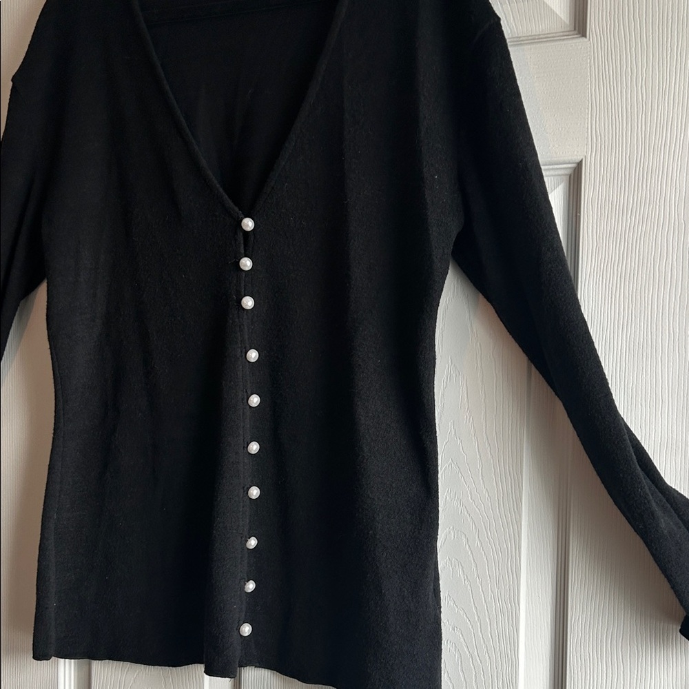 Black Cardigan with Pearl Buttons - Picture 16 of 16
